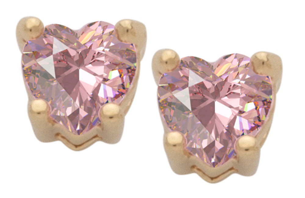 Cubic Zirconia Heart Birthstone Stud Earrings - Image 10