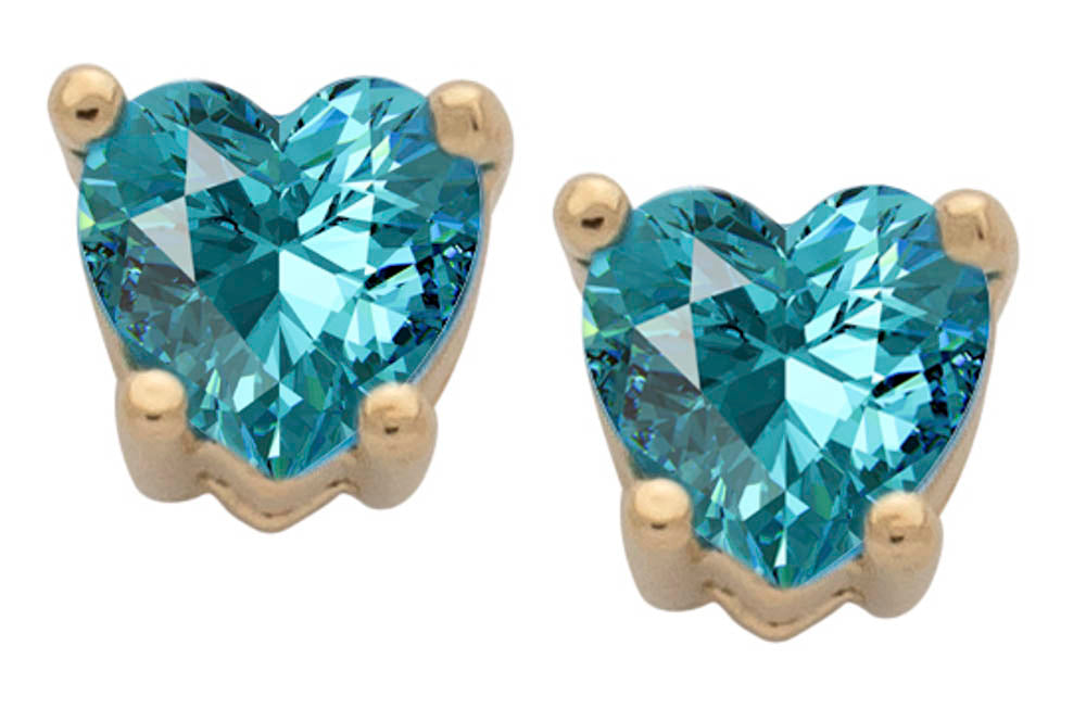 Cubic Zirconia Heart Birthstone Stud Earrings - Image 12