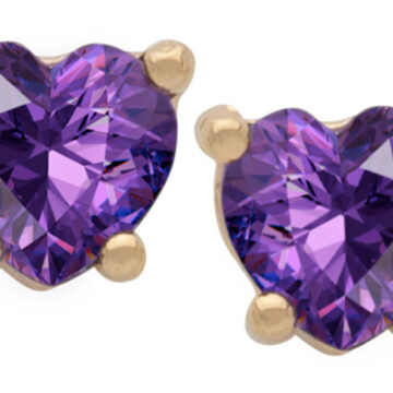 Alternative view of Cubic Zirconia Heart Birthstone Stud Earrings