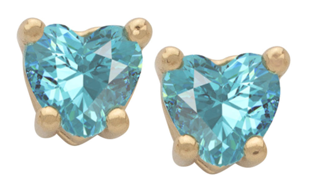 Cubic Zirconia Heart Birthstone Stud Earrings - Image 3