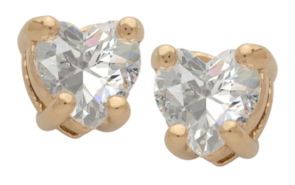 Cubic Zirconia Heart Birthstone Stud Earrings - Image 4