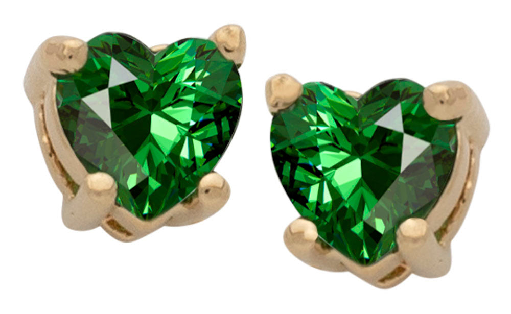 Cubic Zirconia Heart Birthstone Stud Earrings - Image 5