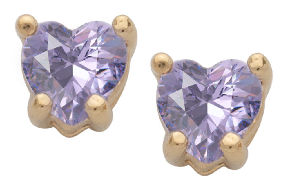 Cubic Zirconia Heart Birthstone Stud Earrings - Image 6
