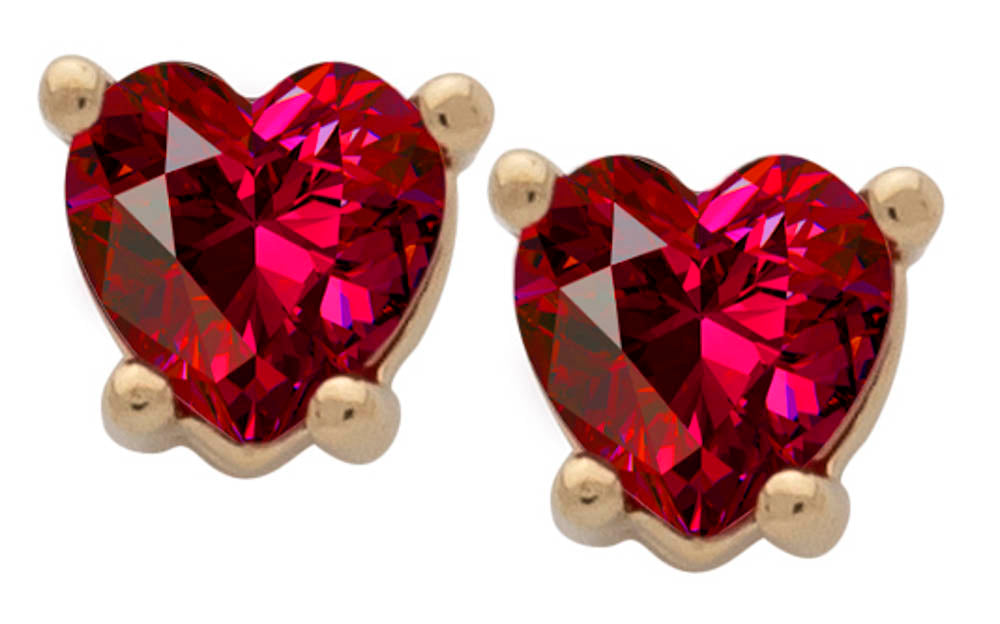 Cubic Zirconia Heart Birthstone Stud Earrings - Image 7