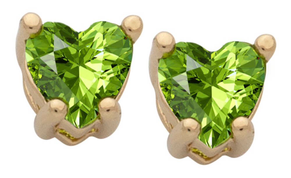 Cubic Zirconia Heart Birthstone Stud Earrings - Image 8