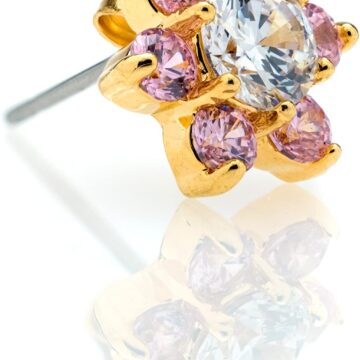 9mm Cubic Zirconia Flower Stud Earrings
