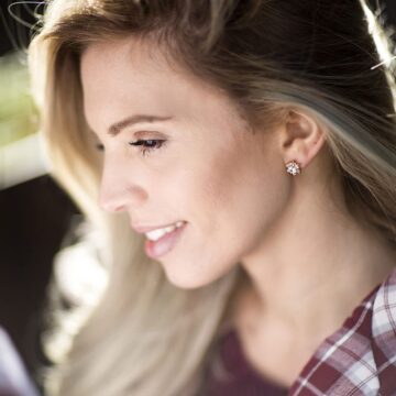 Alternative view of 9mm Cubic Zirconia Flower Stud Earrings