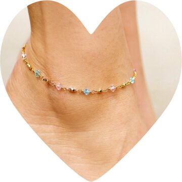 Alternative view of Anklet, Blue and Pink Stones