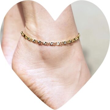 Alternative view of Diamond Cut Star Link Anklet
