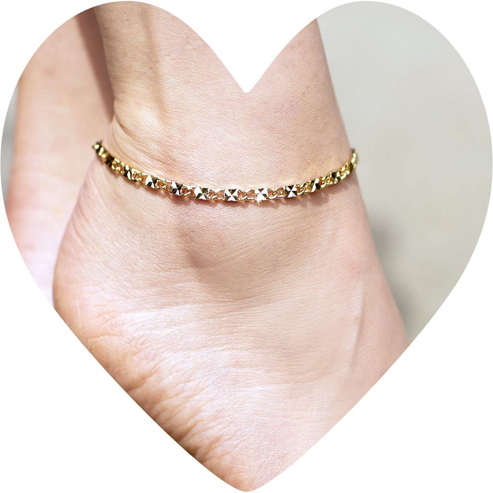 Diamond Cut Star Link Anklet - Image 2