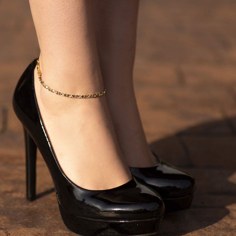 Diamond Cut Star Link Anklet - Image 3