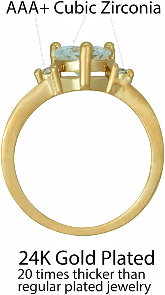 3-Stone Cubic Zirconia Heart Ring - Image 2