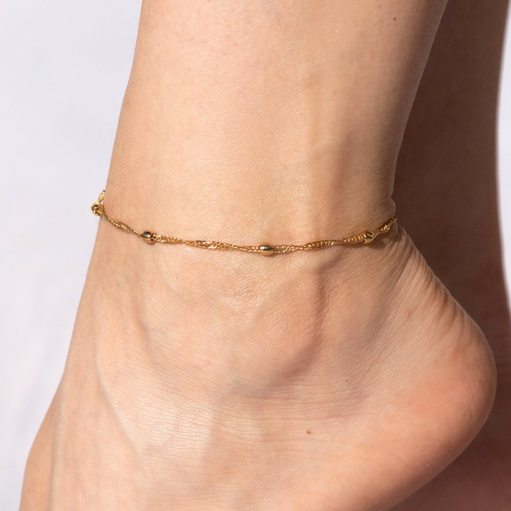 2mm Whisper Chain with Ball Anklet - Image 2