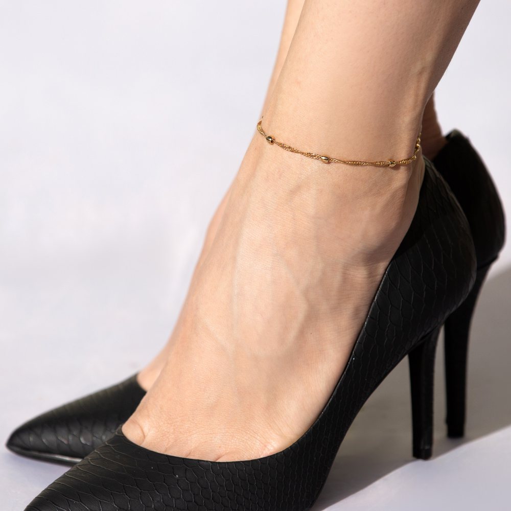 2mm Whisper Chain with Ball Anklet - Image 4