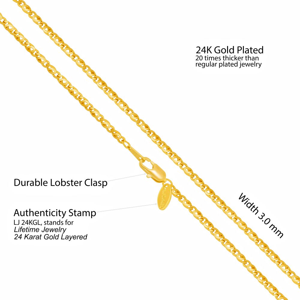 3mm Emblem Oval Chain Necklace - Image 3