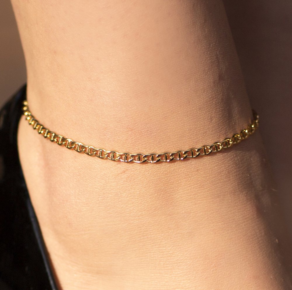 3mm Mariner Link Chain Anklet - Image 5