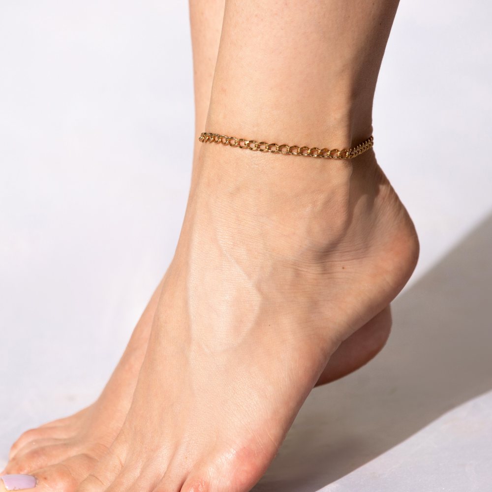 4mm Diamond Cut Curb Link Anklet - Image 6