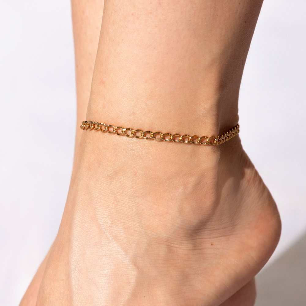 4mm Diamond Cut Curb Link Anklet - Image 2