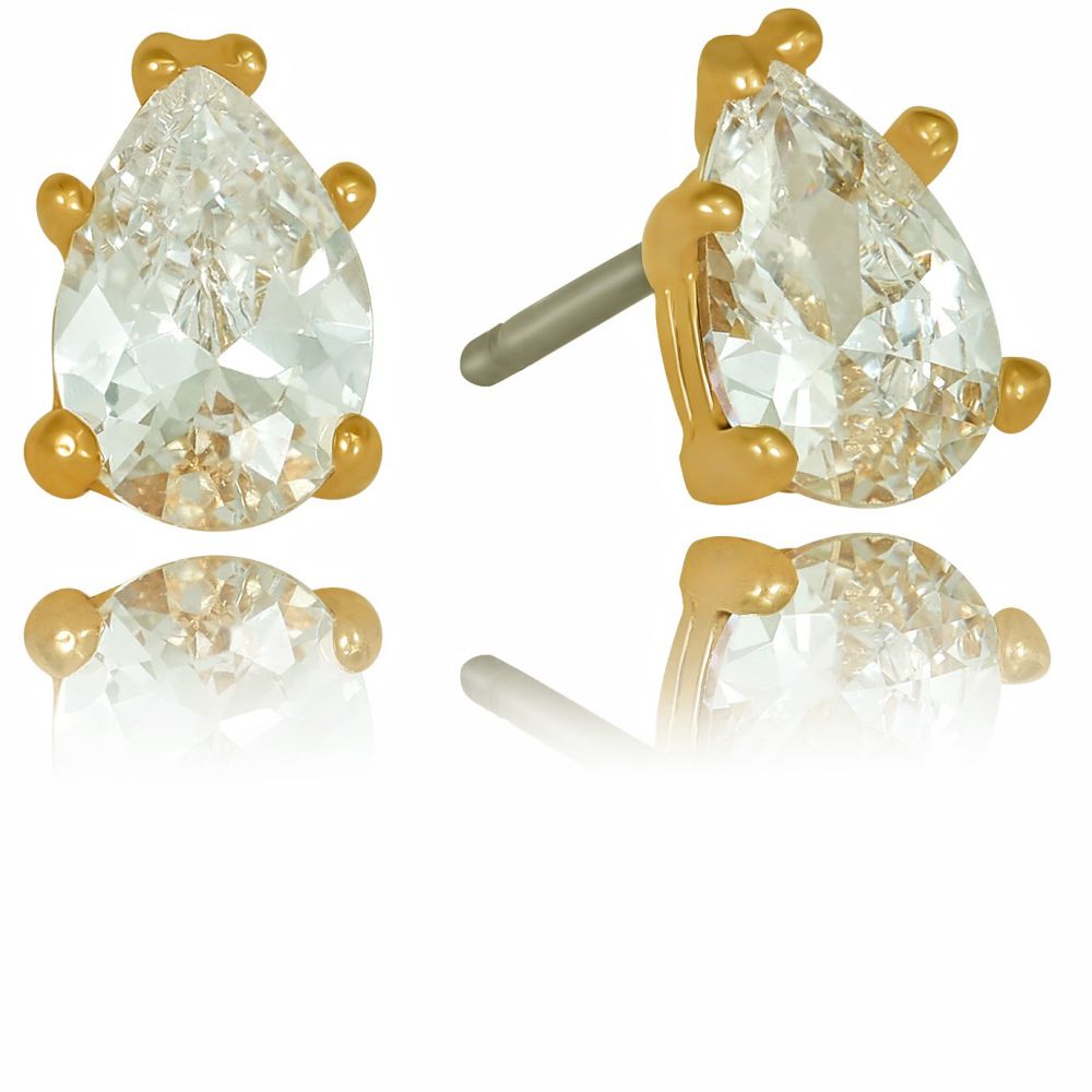 5mm Cubic Zirconia Teardrop Stud Earrings - Image 4