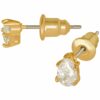 5mm Cubic Zirconia Teardrop Stud Earrings