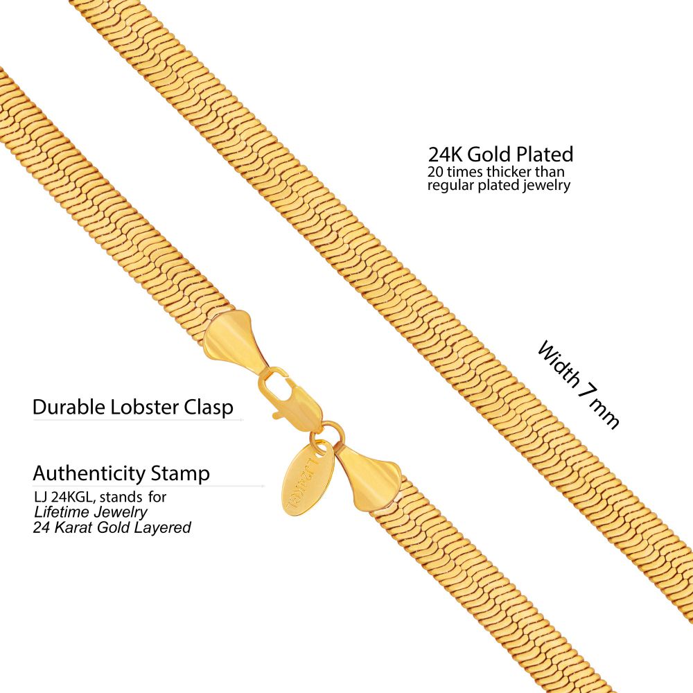 7mm Herringbone Chain Necklace - Image 4