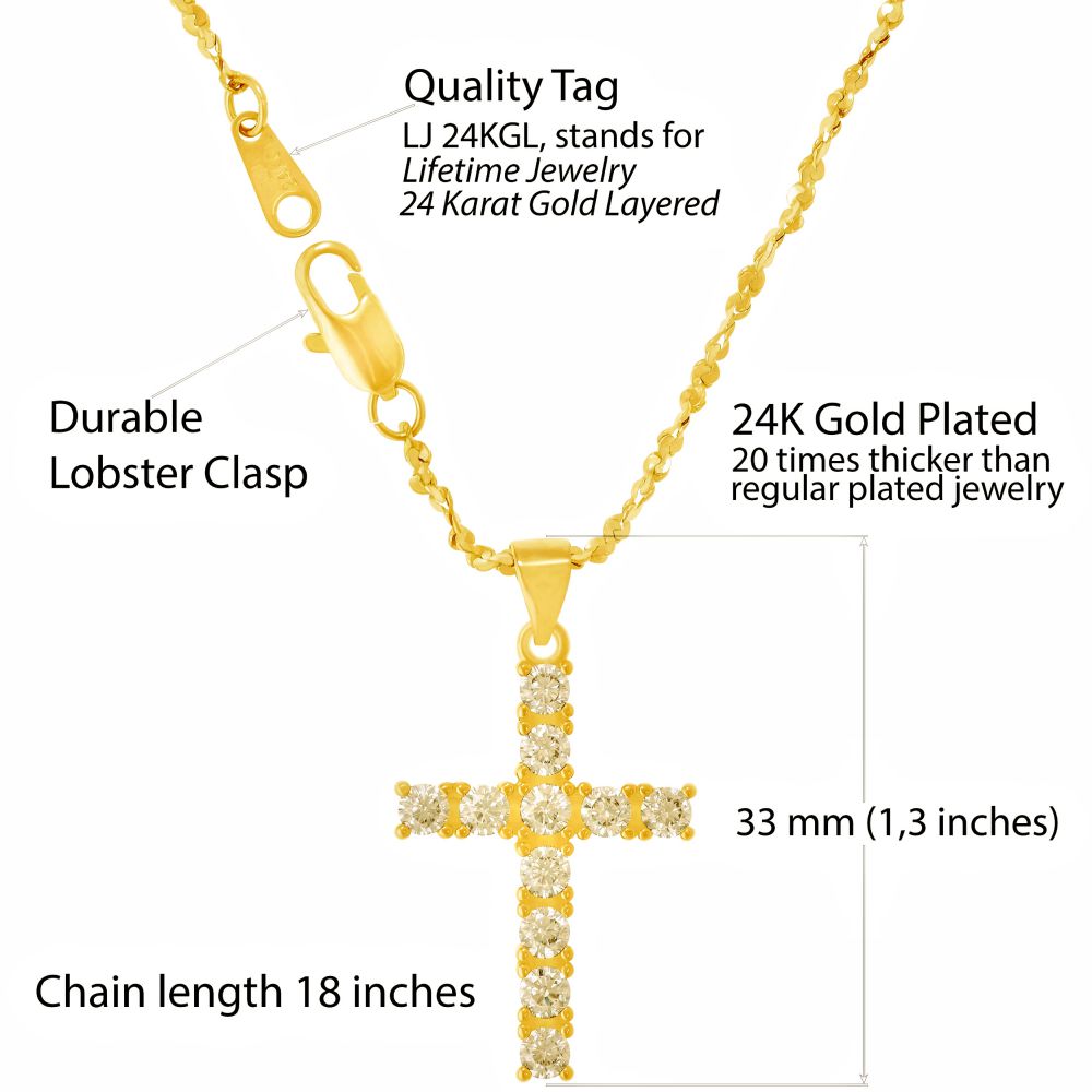 Cross Pendant Necklace with Cubic Zirconia - Image 3