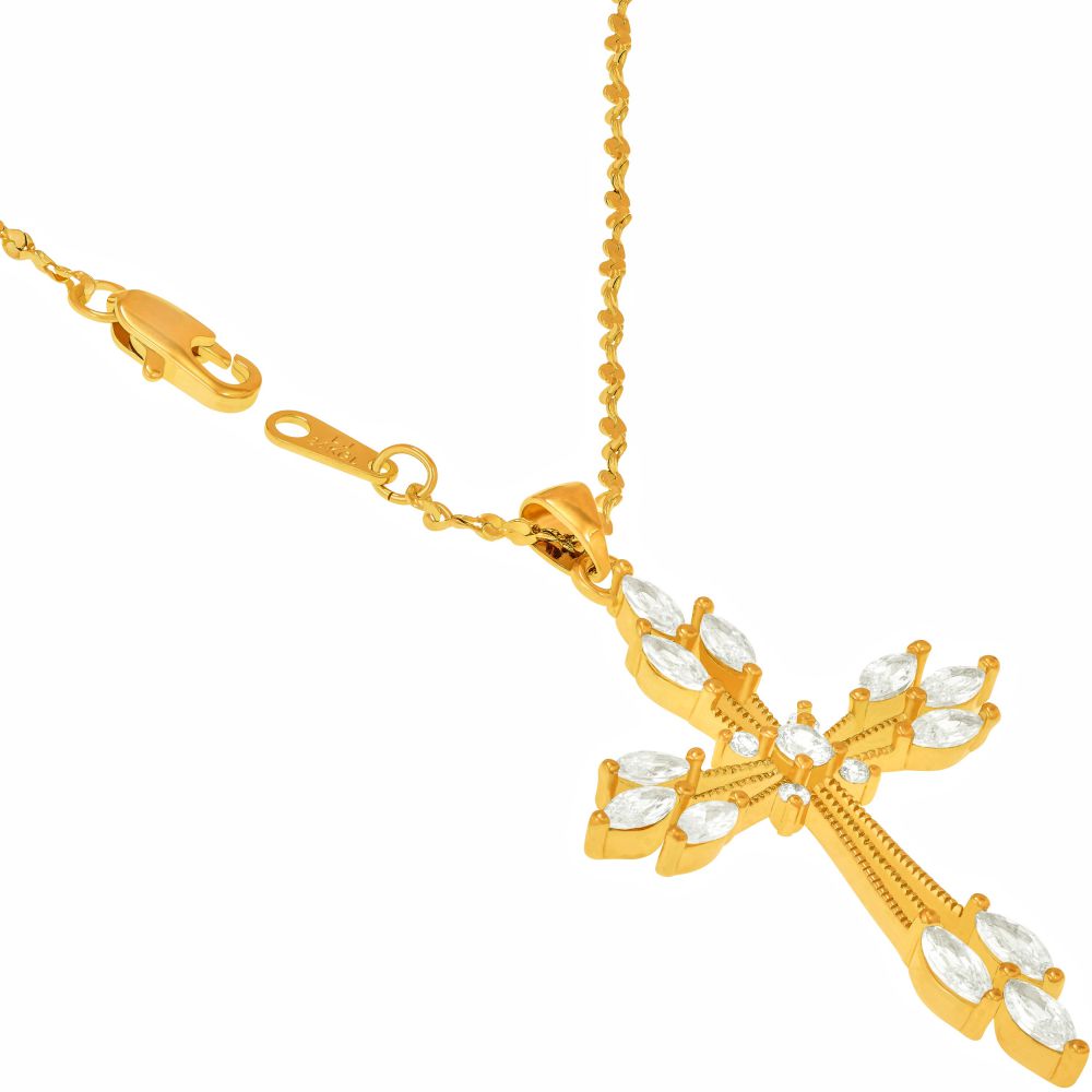 Cross Pendant Necklace – Cubic Zirconia Snowflake - Image 4