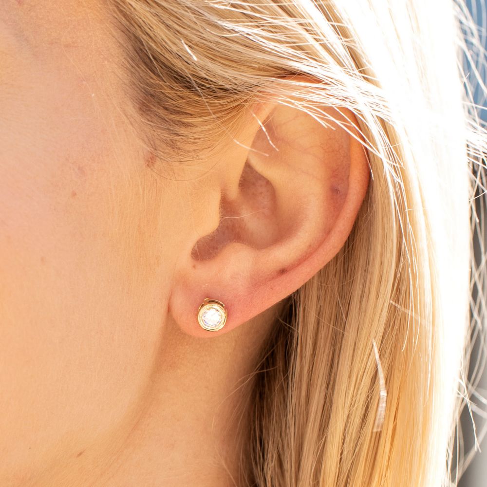 Cubic Zirconia Button Stud Earrings - Image 4