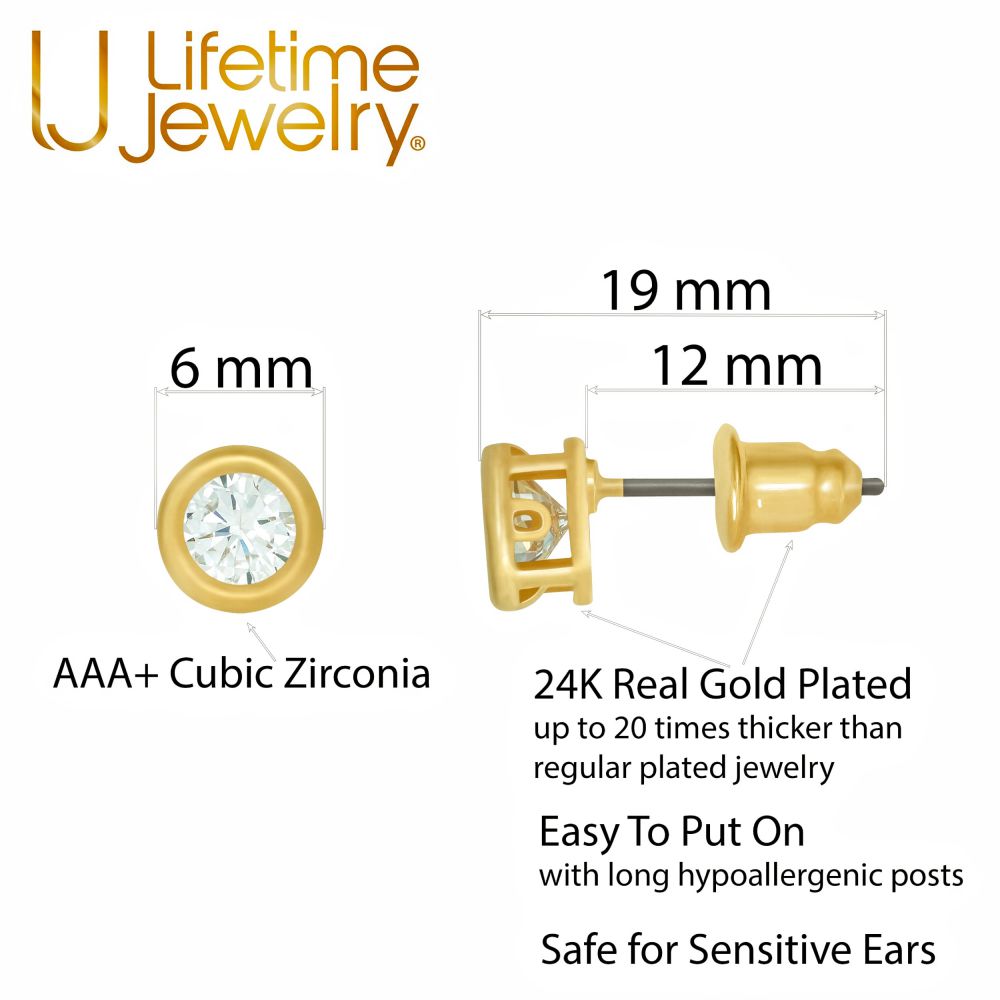 Cubic Zirconia Button Stud Earrings - Image 3