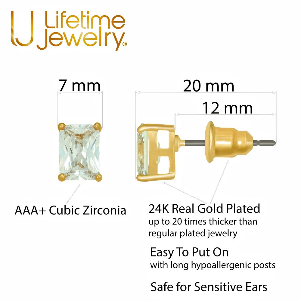 Cubic Zirconia Cube Stud Earrings - Image 3