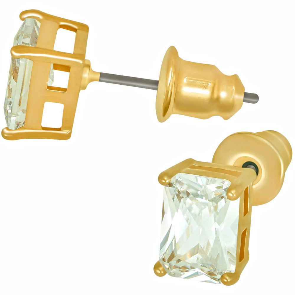 Cubic Zirconia Cube Stud Earrings - Image 5