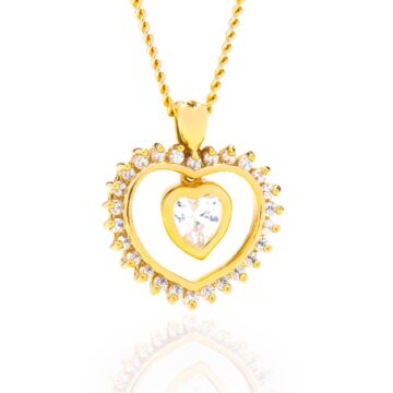 Dangling Cubic Zirconia Heart Necklace