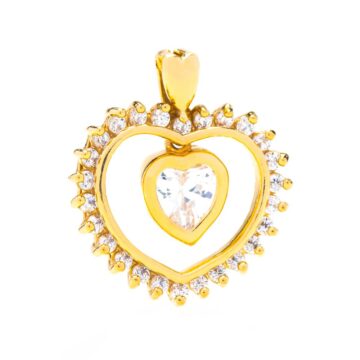 Alternative view of Dangling Cubic Zirconia Heart Necklace