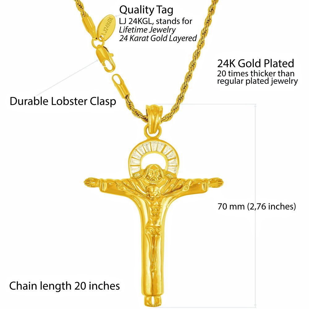 Jesus Pendant Necklace with Halo - Image 4