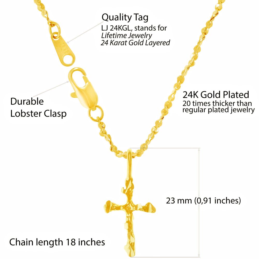 Nugget Cross Necklace - Image 3