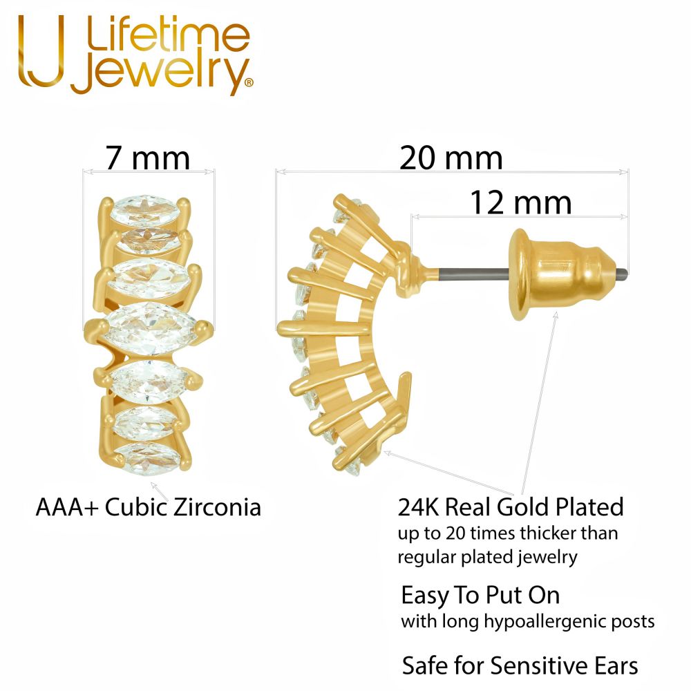 “Stacked Diamonds” Cubic Zirconia Stud Earrings - Image 3