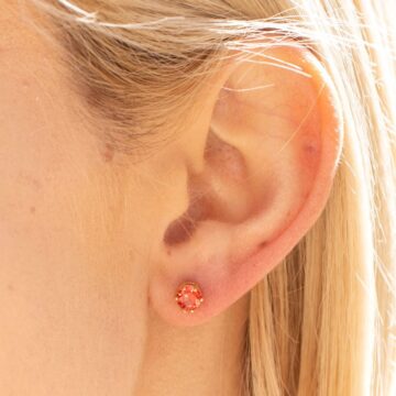 Alternative view of Cubic Zirconia Circle Birthstone Stud Earrings