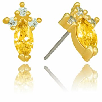 Alternative view of Cubic Zirconia Marquise Birthstone Stud Earrings