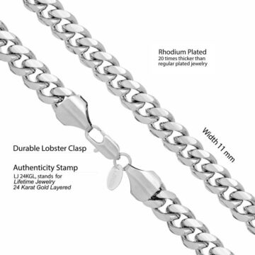 Alternative view of 11mm Cuban Link Chain (Rhodium)