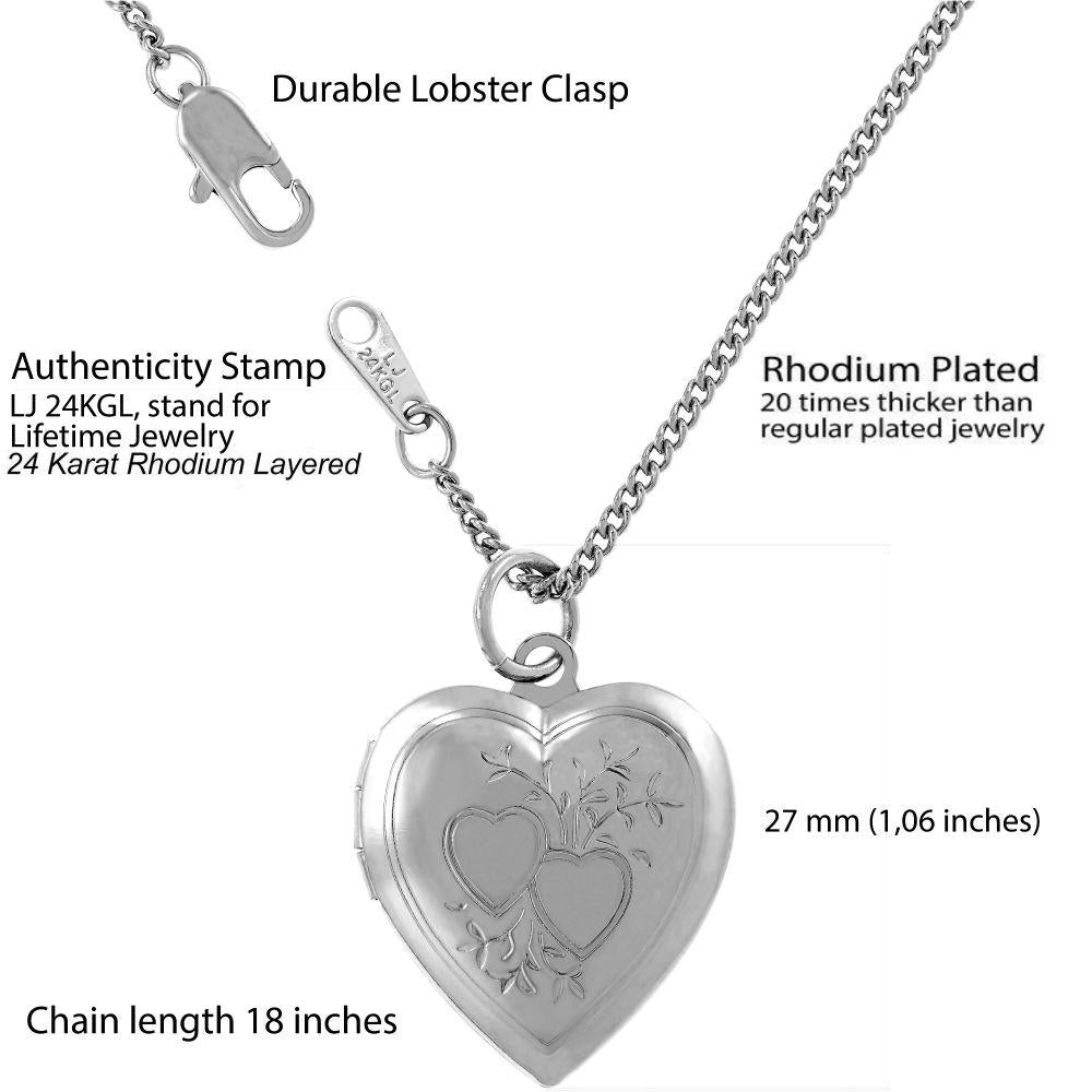 Two Hearts Locket, Rhodium - Image 7