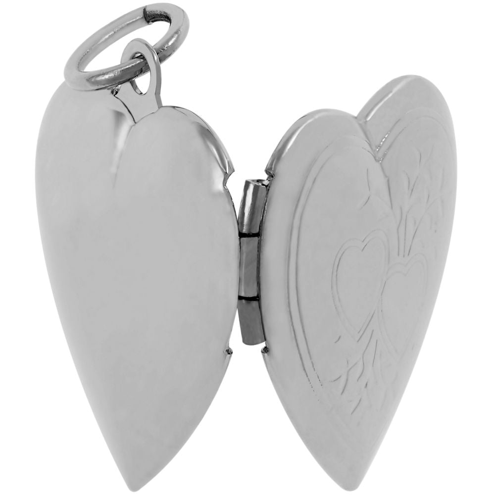 Two Hearts Locket, Rhodium - Image 5