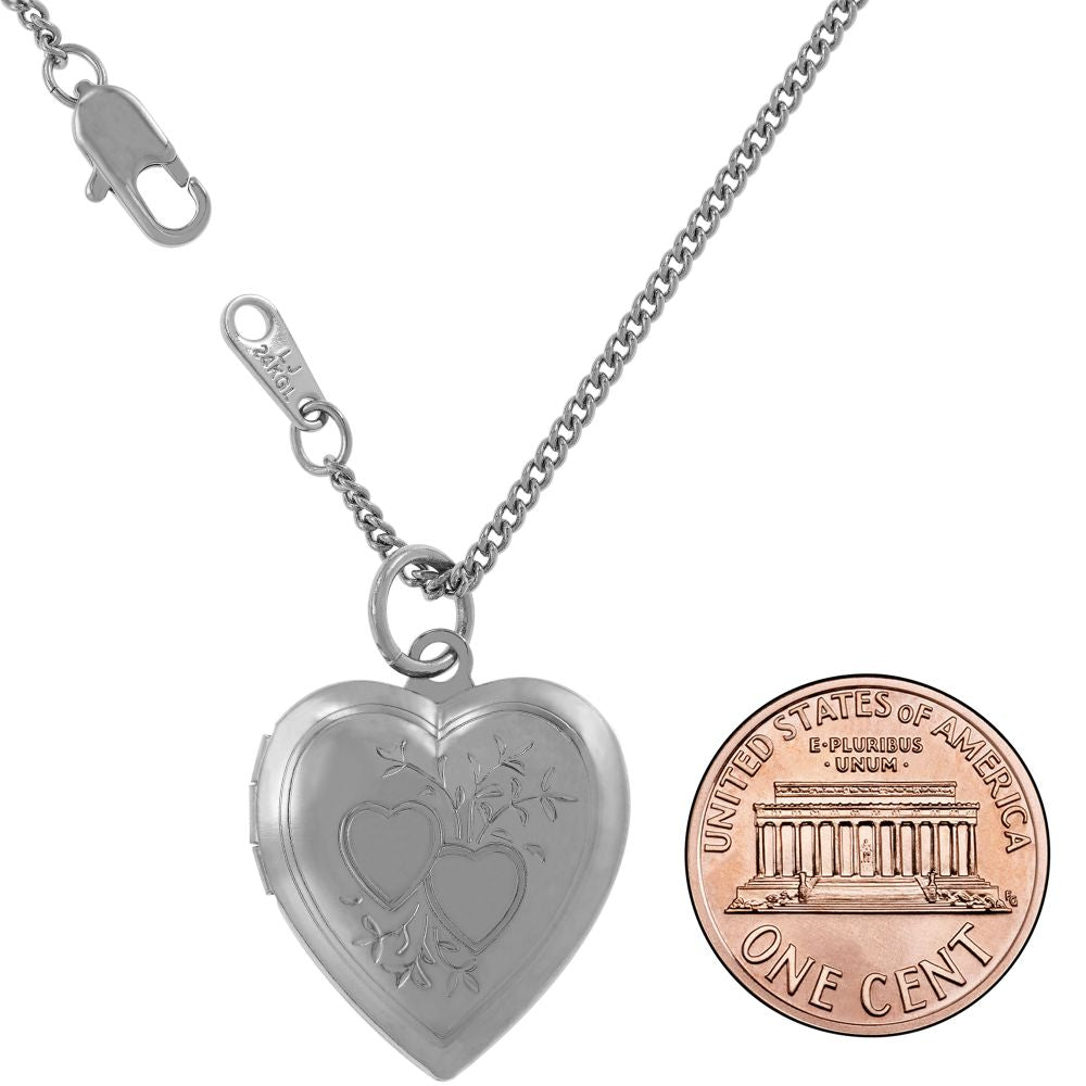 Two Hearts Locket, Rhodium - Image 9