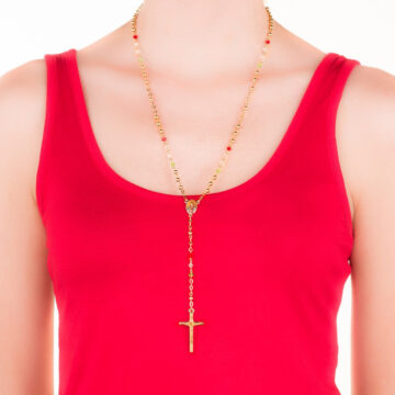 Alternative view of Rosary Necklace, Colorful Crystal Prayer Beads
