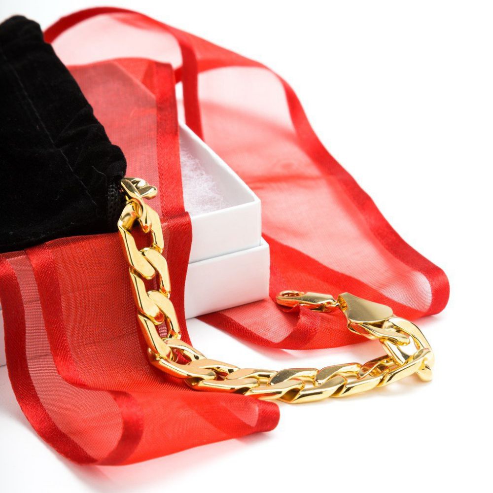11mm Gold Cuban Link Bracelet Flat - Image 3